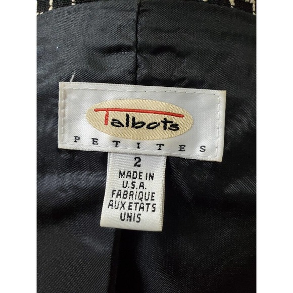 Talbots Women's Black White Single Breasted Three Button Blazer Jacket Petites 2 - Picture 8 of 13